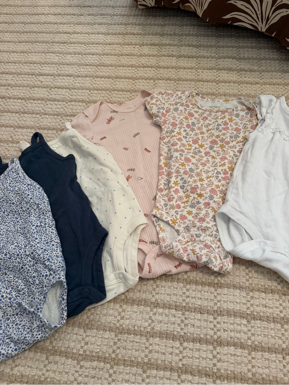 Baby Girls Cotton Onesie Bundle - Floral, Pink, Navy, White